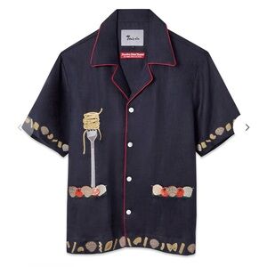 Tombolo Vongole Cabana Linen Top in Navy Size Medium